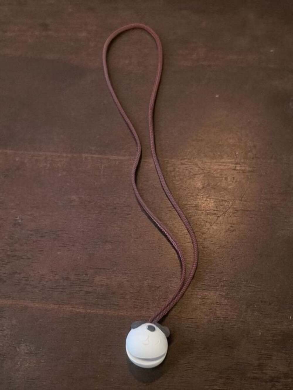 Handmade Clay Panda Bell Necklace Brown Cord